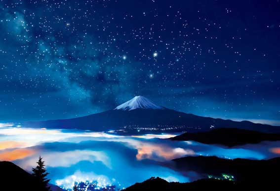 83-091(300片夜光拼圖 世界遺產  富士山的滿天星空